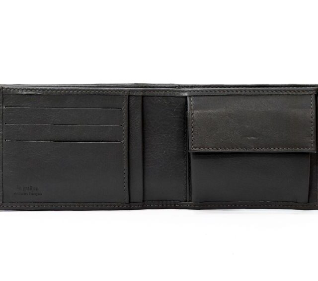 La Guêpe - Petite Maroquinerie - Portefeuille à l'italienne en cuir - noir - 007