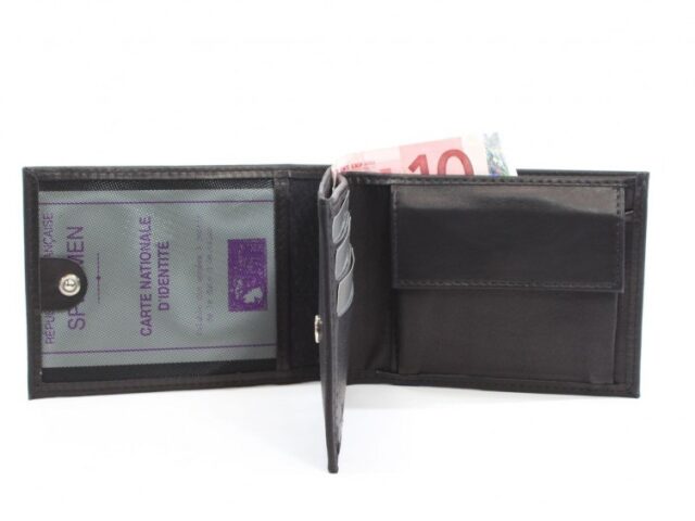 La Guêpe - Petite Maroquinerie - Portefeuille en cuir noir - 007