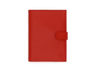 La Guêpe - Portefeuille en cuir rouge  13 cm, 2 volets avec patte  PM-008-02
