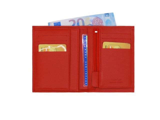 La Guêpe - Petite Maroquinerie - Portefeuille en cuir rouge - 13 cm