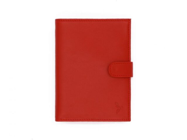La Guêpe - Portefeuille en cuir rouge – 15 cm, 2 volets avec patte – PM-010-02