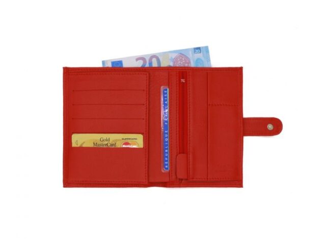 La Guêpe - Petite Maroquinerie - Portefeuille en cuir rouge - 15 cm