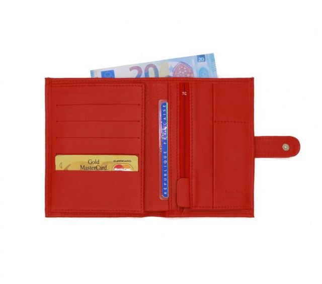 La Guêpe - Petite Maroquinerie - Portefeuille en cuir rouge - 15 cm