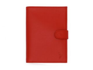 La Guêpe - Portefeuille en cuir rouge – 15 cm, 3 volets avec patte – PM-009-02