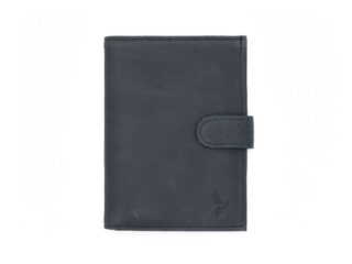 La Guêpe - Portefeuille en cuir souple gris – 13 cm, 2 volets avec patte – PM-008-04