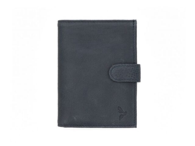 La Guêpe - Portefeuille en cuir souple gris – 13 cm, 2 volets avec patte – PM-008-04