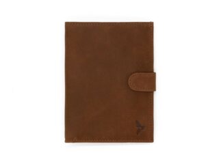 La Guêpe - Portefeuille en cuir souple marron – 15 cm, 2 volets avec patte – PM-010-04