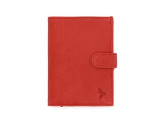 La Guêpe - Portefeuille en cuir souple rouge  13 cm, 2 volets avec patte  PM-008-04