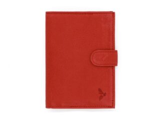 La Guêpe - Portefeuille en cuir souple rouge  13 cm, 3 volets avec patte  PM-007-04