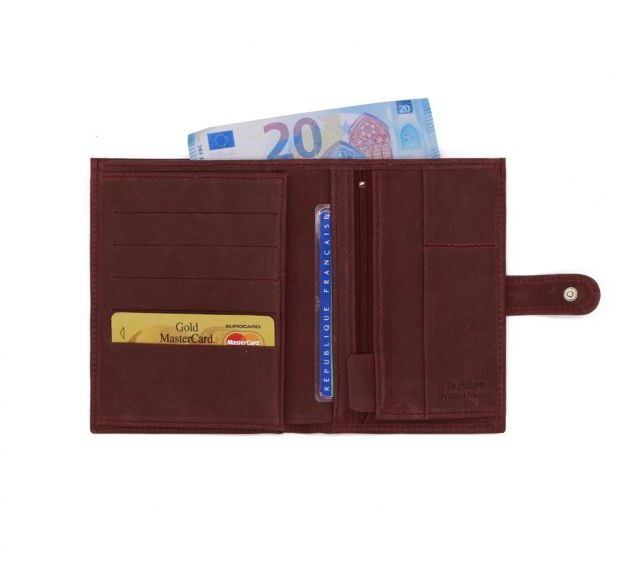 La Guêpe - Petite Maroquinerie - Portefeuille en cuir souple violet - 15 cm