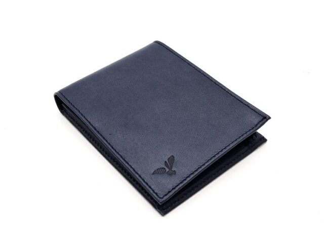 La Guêpe - Petite Maroquinerie - Portefeuille "Luxe" en cuir bleu - 12 cm 3 volets à l'italienne - PM-015-01