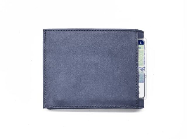 La Guêpe - Petite Maroquinerie - Portefeuille "Luxe" en cuir bleu - 12 cm 3 volets à l'italienne - PM-015-01