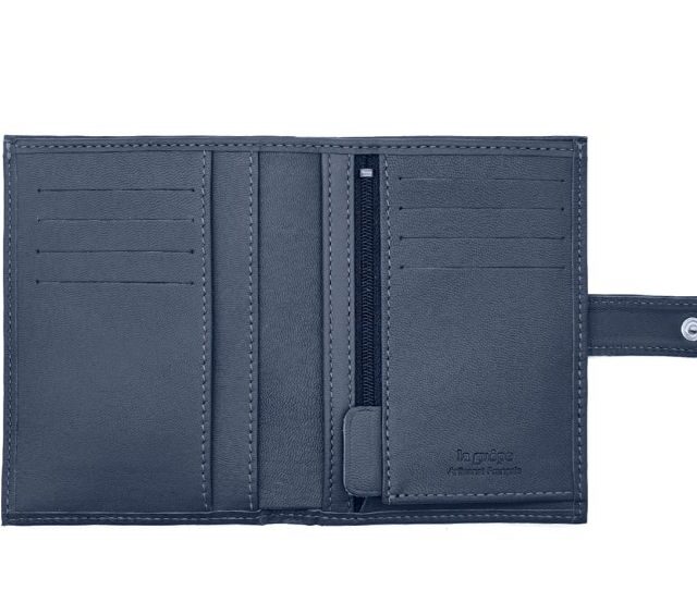 La Guêpe - Petite Maroquinerie - Portefeuille "Luxe" en cuir bleu - 13 cm