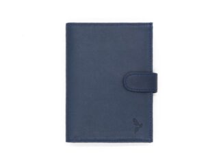 Portefeuille “Luxe” en cuir bleu – 13 cm, 2 volets avec patte – PM-008-01 par la marque La Guêpe La Guêpe - Portefeuille “Luxe” en cuir bleu – 13 cm, 2 volets avec patte – PM-008-01