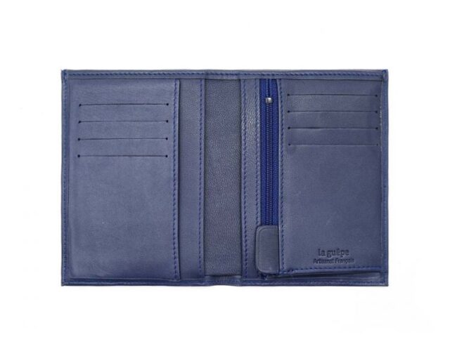 La Guêpe - Petite Maroquinerie - Portefeuille "Luxe" en cuir bleu - 13 cm