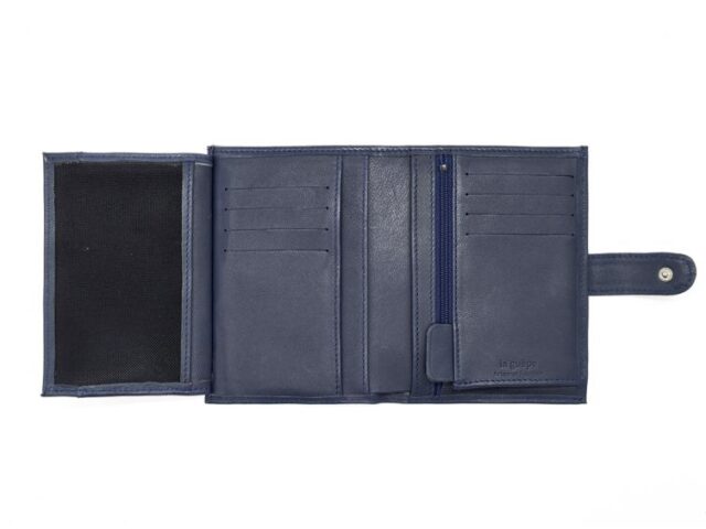 La Guêpe - Petite Maroquinerie - Portefeuille "Luxe" en cuir bleu - 13 cm