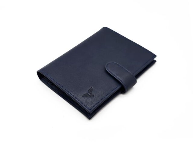 La Guêpe - Petite Maroquinerie - Portefeuille "Luxe" en cuir bleu - 13 cm