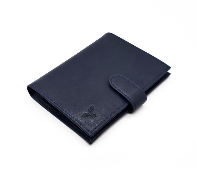 La Guêpe - Petite Maroquinerie - Portefeuille "Luxe" en cuir bleu - 13 cm