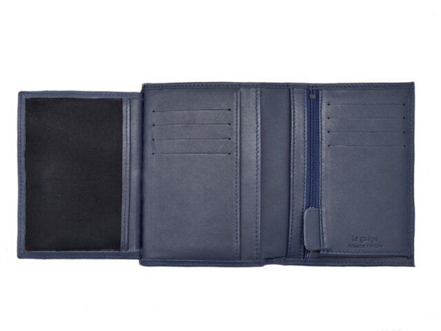 La Guêpe - Petite Maroquinerie - Portefeuille "Luxe" en cuir bleu - 13 cm