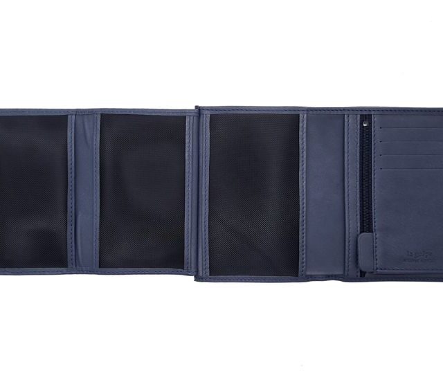 La Guêpe - Petite Maroquinerie - Portefeuille "Luxe" en cuir bleu - 13 cm - PM-028-01