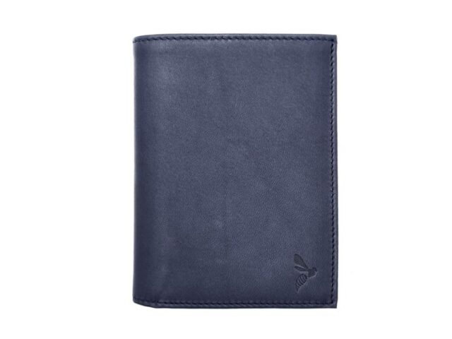 La Guêpe - Portefeuille “Luxe” en cuir bleu – 13 cm – PM-028-01