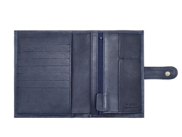 La Guêpe - Petite Maroquinerie - Portefeuille "Luxe"  en cuir bleu - 15 cm