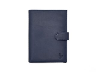 La Guêpe - Portefeuille Luxe  en cuir bleu  15 cm, 2 volets avec patte  PM-010-01