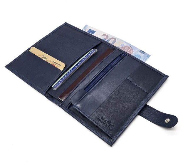 La Guêpe - Petite Maroquinerie - Portefeuille "Luxe"  en cuir bleu - 15 cm