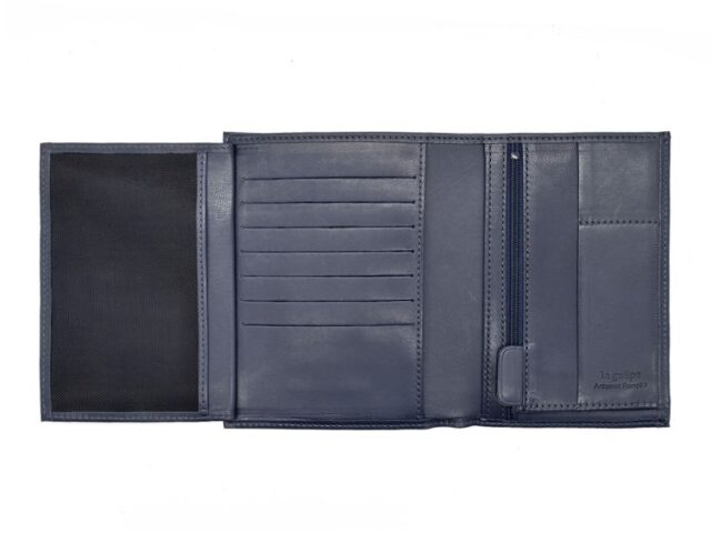 La Guêpe - Petite Maroquinerie - Portefeuille "Luxe" en cuir bleu - 15 cm