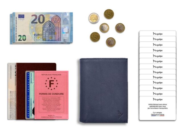 La Guêpe - Petite Maroquinerie - Portefeuille "Luxe" en cuir bleu - 15 cm