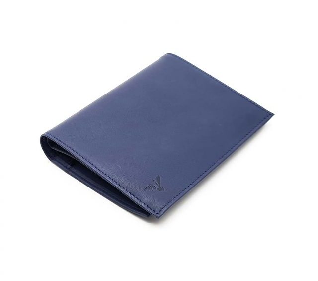 La Guêpe - Petite Maroquinerie - Portefeuille "Luxe" en cuir bleu - 15 cm 4 volets - PM-019-01