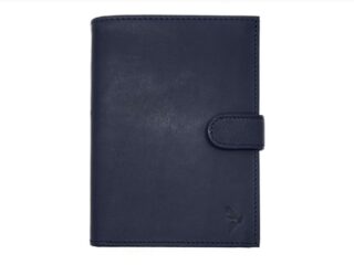 La Guêpe - Portefeuille Luxe en cuir bleu avec patte  15 cm 4 volets  PM-020-01