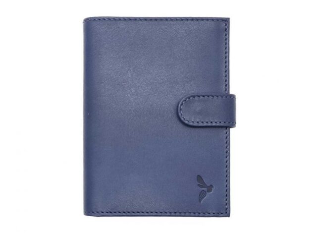 La Guêpe - Petite Maroquinerie - Portefeuille "Luxe" en cuir bleu fermeture patte - 13 cm 4 volets - PM-016-01