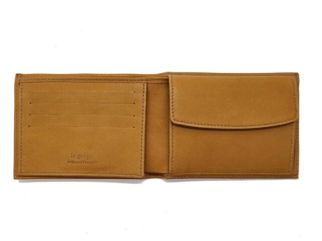 La Guêpe - Petite Maroquinerie - Portefeuille "Luxe" en cuir gold - 12 cm 3 volets à l'italienne - PM-015-01