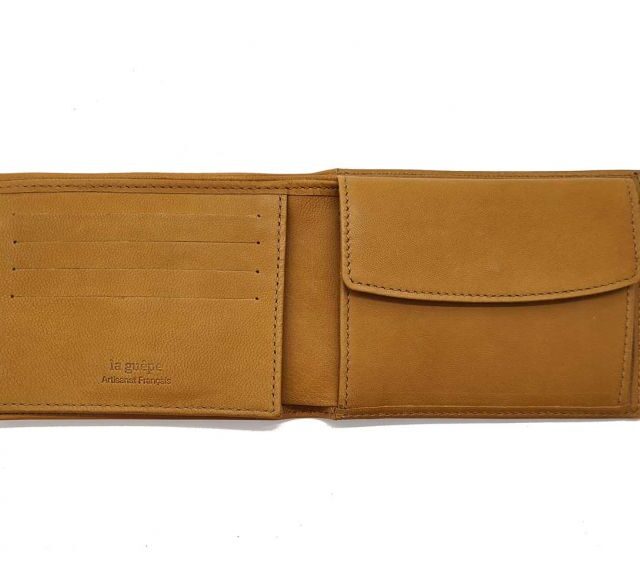 La Guêpe - Petite Maroquinerie - Portefeuille "Luxe" en cuir gold - 12 cm 3 volets à l'italienne - PM-015-01