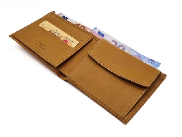 La Guêpe - Petite Maroquinerie - Portefeuille "Luxe" en cuir gold - 12 cm 3 volets à l'italienne - PM-015-01