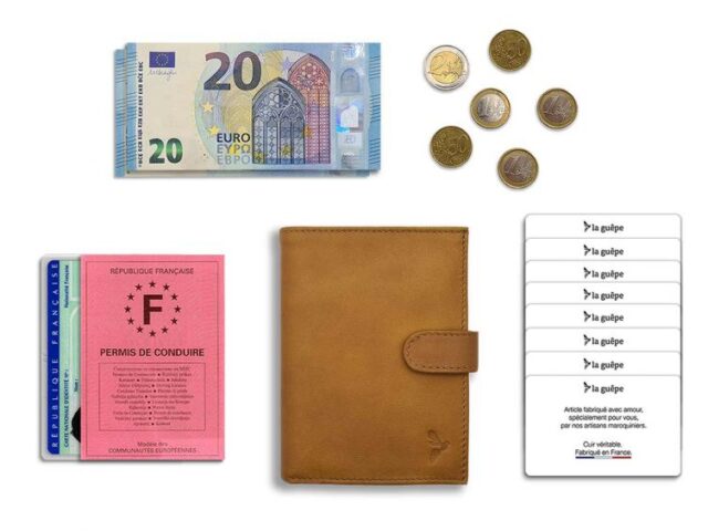 La Guêpe - Petite Maroquinerie - Portefeuille "Luxe" en cuir gold - 13 cm