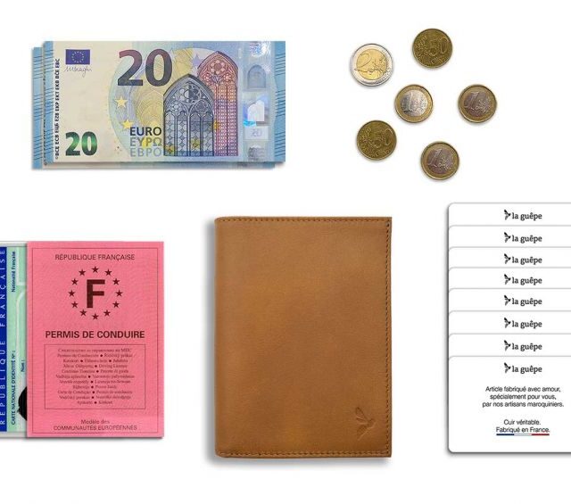 La Guêpe - Petite Maroquinerie - Portefeuille "Luxe" en cuir gold - 13 cm