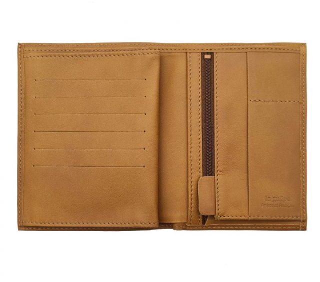 La Guêpe - Petite Maroquinerie - Portefeuille "Luxe" en cuir gold - 15 cm 4 volets - PM-019-01