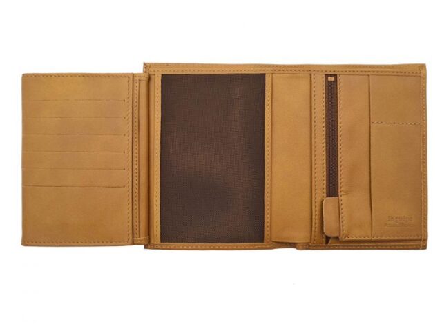 La Guêpe - Petite Maroquinerie - Portefeuille "Luxe" en cuir gold - 15 cm 4 volets - PM-019-01