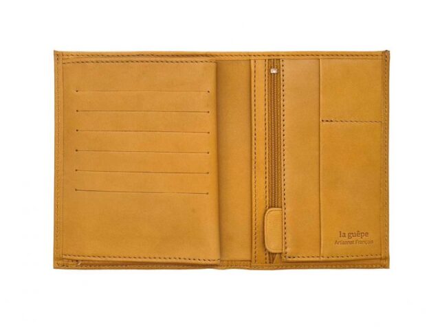 La Guêpe - Petite Maroquinerie - Portefeuille "Luxe" en cuir gold - 15 cm 4 volets - PM-019-01