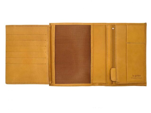 La Guêpe - Petite Maroquinerie - Portefeuille "Luxe" en cuir gold - 15 cm 4 volets - PM-019-01