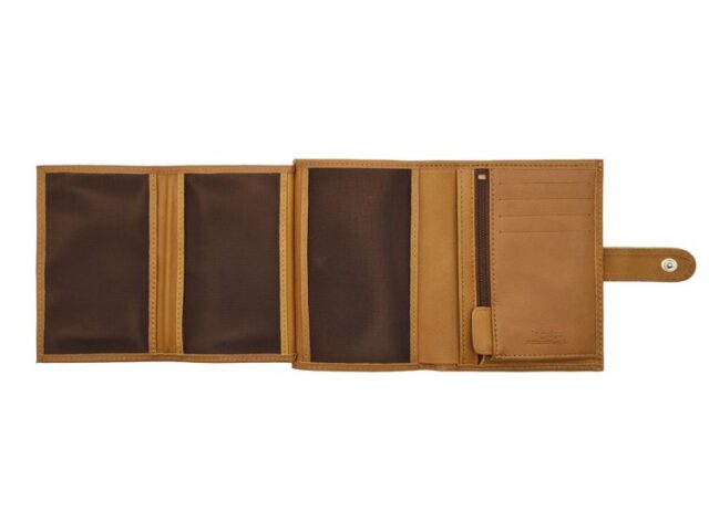 La Guêpe - Petite Maroquinerie - Portefeuille "Luxe" en cuir gold fermeture patte - 13 cm 4 volets - PM-016-01