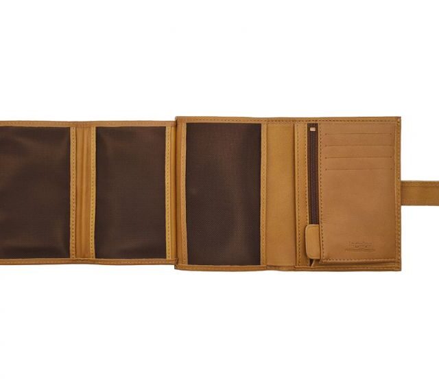 La Guêpe - Petite Maroquinerie - Portefeuille "Luxe" en cuir gold fermeture patte - 13 cm 4 volets - PM-016-01