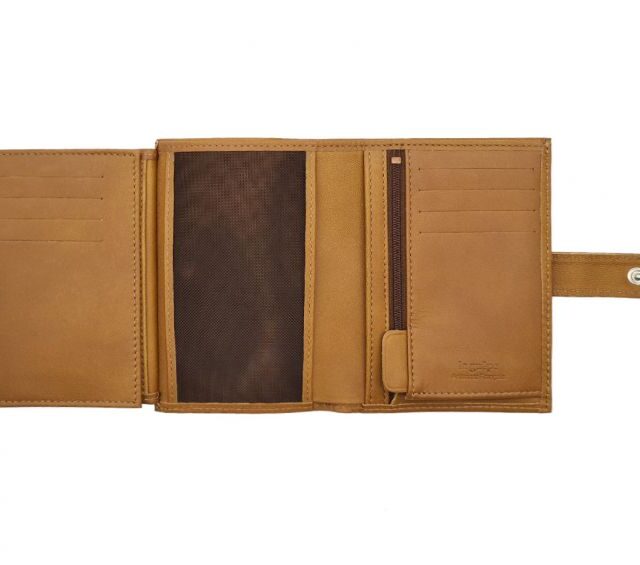 La Guêpe - Petite Maroquinerie - Portefeuille "Luxe" en cuir gold fermeture patte - 13 cm 4 volets - PM-016-01