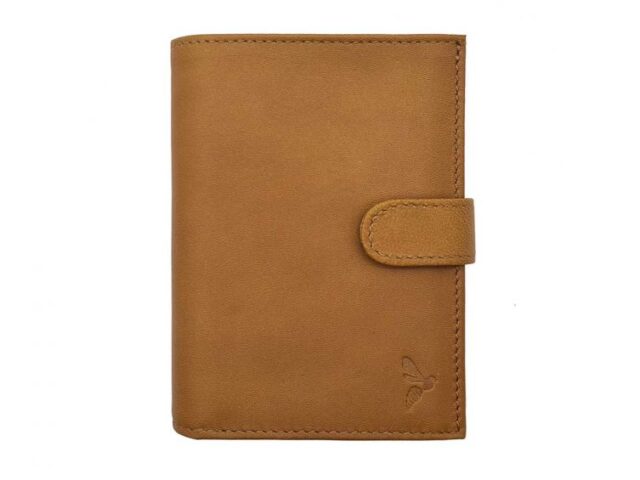 La Guêpe - Portefeuille “Luxe” en cuir gold fermeture patte – 13 cm 4 volets – PM-016-01
