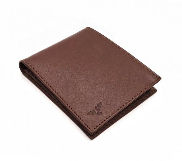 La Guêpe - Petite Maroquinerie - Portefeuille "Luxe" en cuir marron - 12 cm 3 volets à l'italienne - PM-015-01