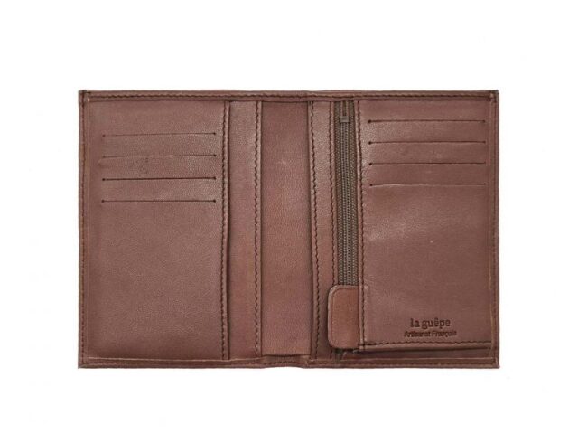 La Guêpe - Petite Maroquinerie - Portefeuille "Luxe" en cuir marron - 13 cm