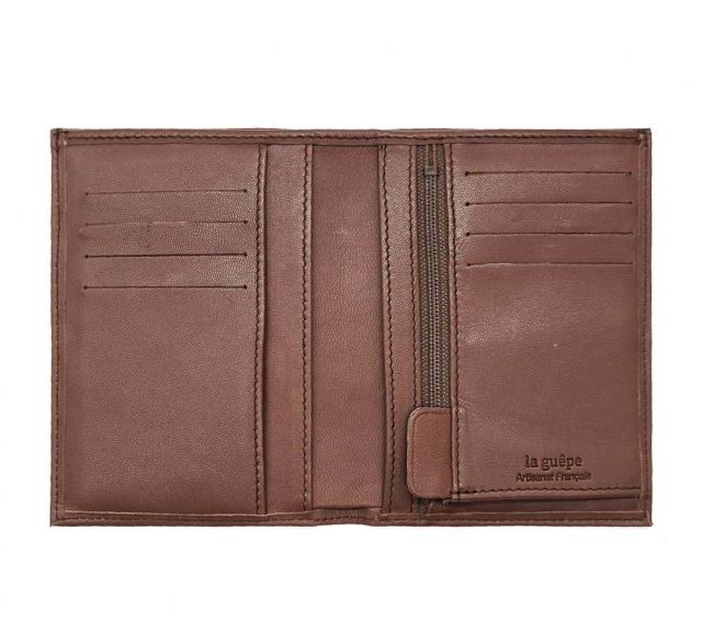 La Guêpe - Petite Maroquinerie - Portefeuille "Luxe" en cuir marron - 13 cm