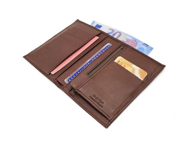 La Guêpe - Petite Maroquinerie - Portefeuille "Luxe" en cuir marron - 13 cm